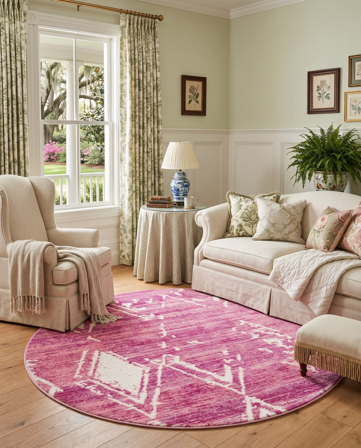 Metro Heights Collection Area Rug -  Madison Round Pink  lifestyle 153