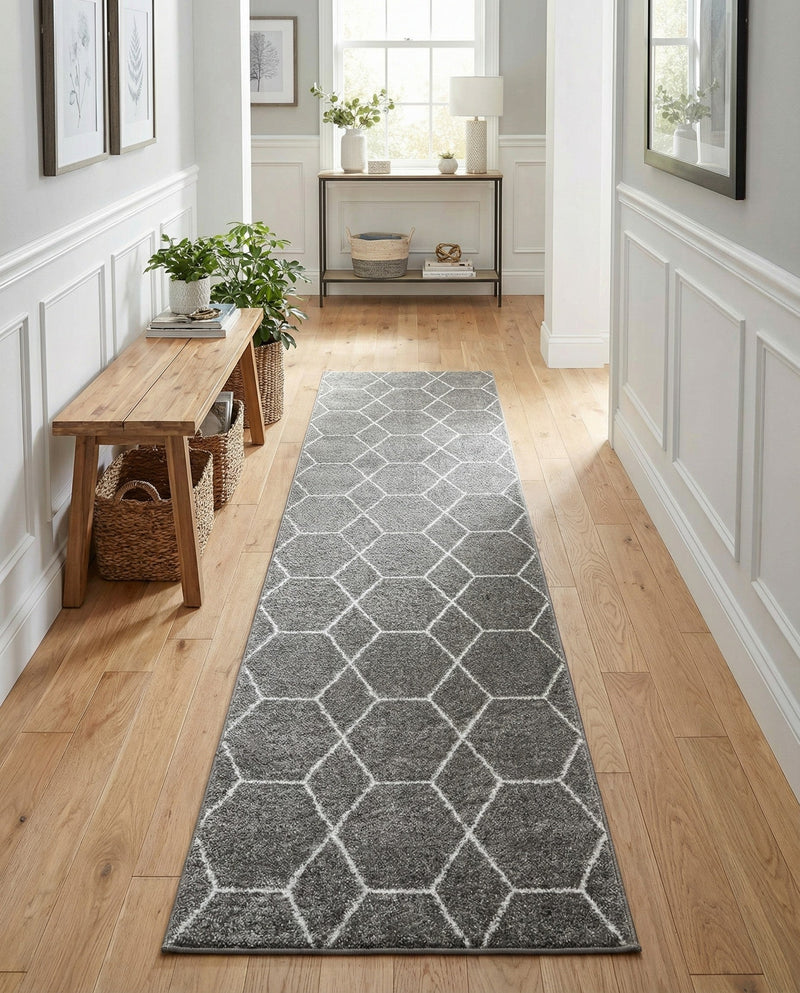 Trellis Mosaic Collection Area Rug - Arborville (Light Gray) Runner Light Gray  lifestyle 60