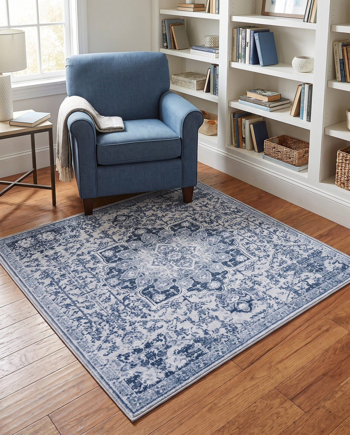 Baroque Era Collection Area Rug - Versailles (Light Gray) Square Light Gray  lifestyle 30