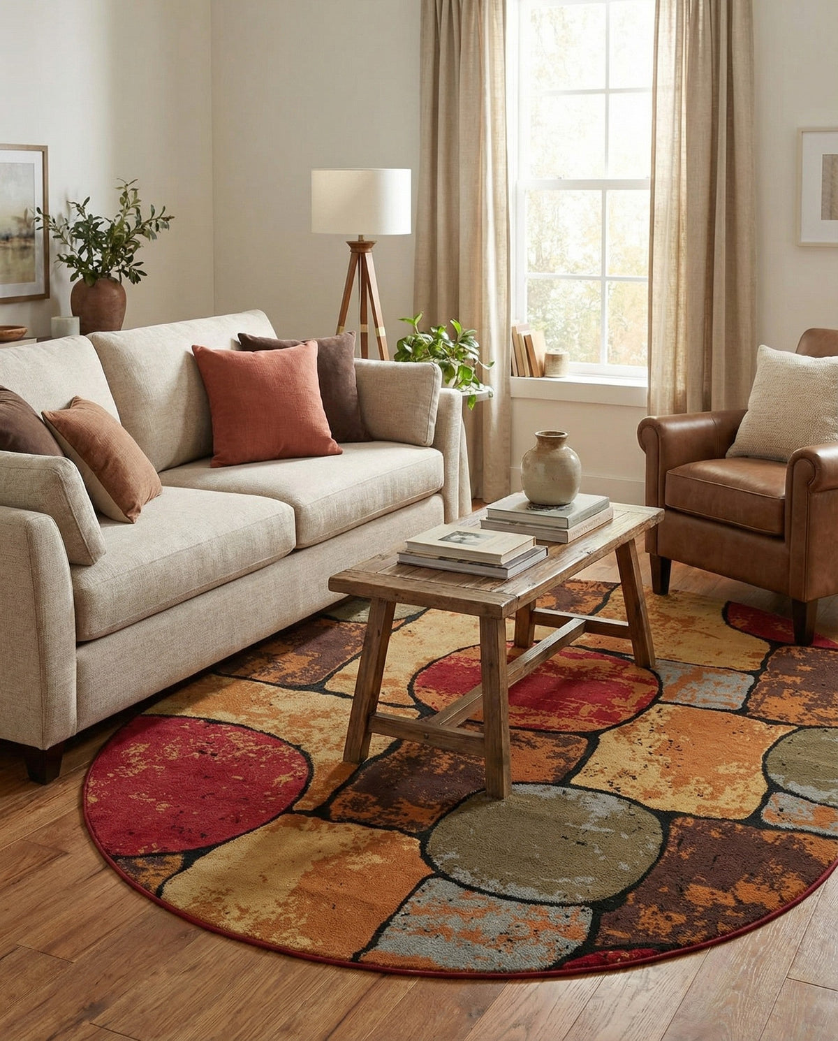 Bistro Lounge Collection Area Rug -  Cappuccino Oval Multi  lifestyle 76