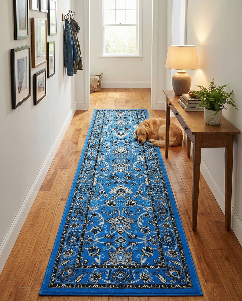 Isfahan Elegance Collection Area Rug - Naghsh-e Jahan (Dark Blue) Runner Dark Blue  lifestyle 50