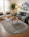 Jewel Oasis Collection Area Rug - Sapphire (Gray) Oval Gray  lifestyle 47