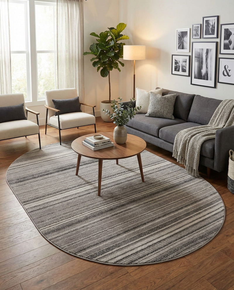 Jewel Oasis Collection Area Rug - Sapphire (Gray) Oval Gray  lifestyle 47