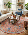 Seville Stripes Collection Area Rug -  Malaga (Brick Red) Oval Brick Red  lifestyle 59