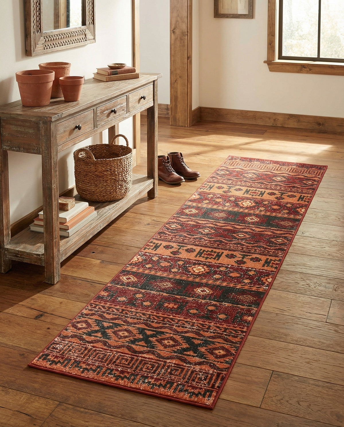 Geneva Terrace Collection Area Rug - Montreux Runner Rust Red  lifestyle 111