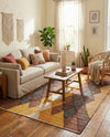 Thar Cotton Collection Area Rug -  Munnar Rectangle Brown Yellow Black  lifestyle 13