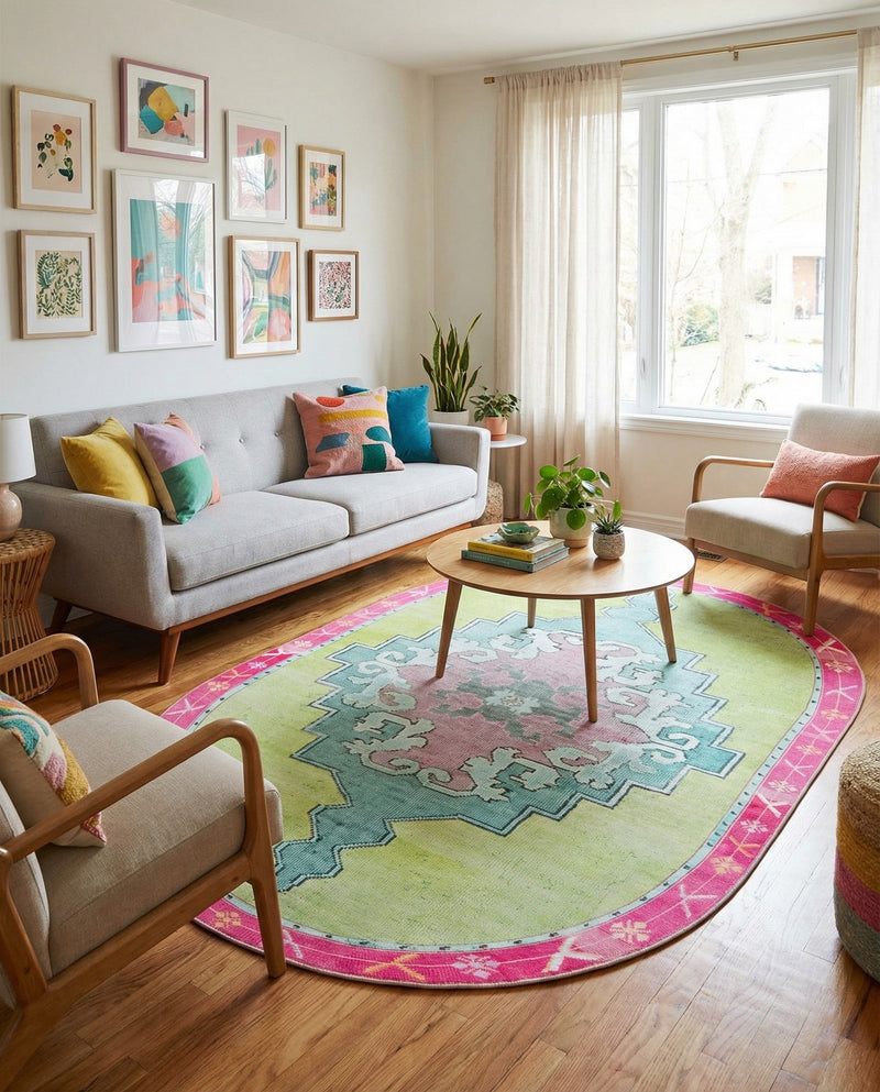 Heritage Elegance Collection Area Rug -  Winterthur (Green) Oval Green  lifestyle 61