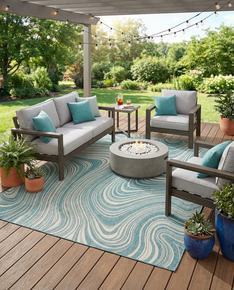 Urban Terrace Collection Area Rug - Soho Rectangle Light Aqua  lifestyle 13