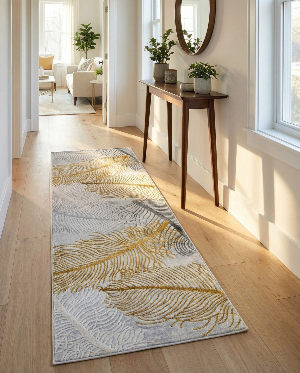 Bloomsbury Elegance Collection Area Rug -  Westminster Runner Yellow Gray  lifestyle 121