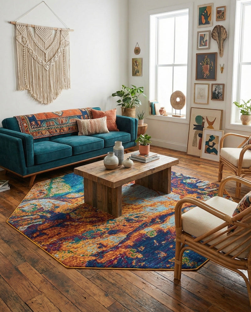 Caribbean Cove Collection Area Rug -  Bequia Octagon Multi  lifestyle 76
