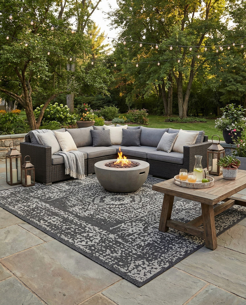 Patio Heritage Collection Area Rug - Savannah (Charcoal Gray) Rectangle Charcoal Gray  lifestyle 22