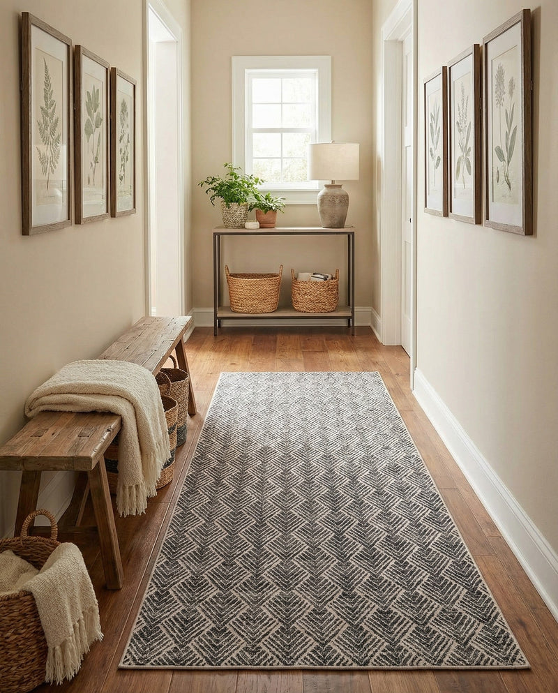 Geo Garden Lattice Collection Area Rug -  Casablanca Rectangle Charcoal Ivory  lifestyle 28