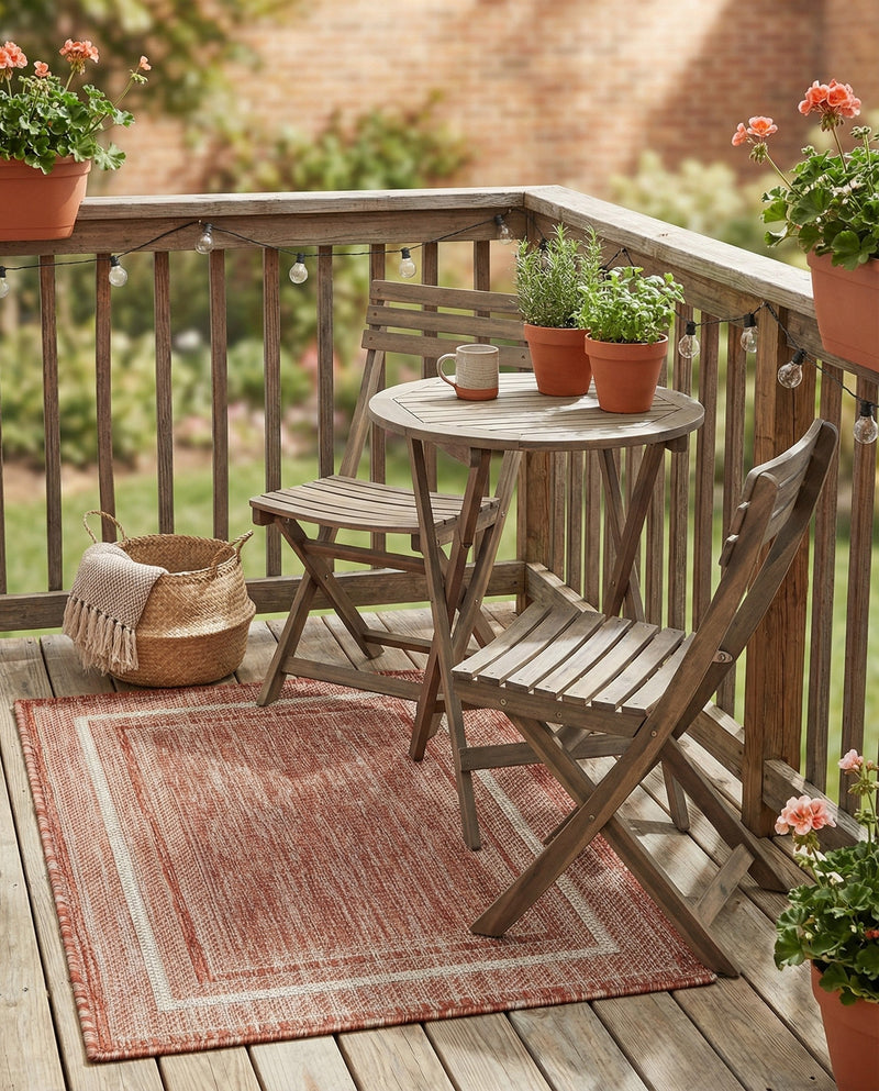 Terrace Fringe Collection Area Rug - Veranda (Rust Red) Rectangle Rust Red  lifestyle 25