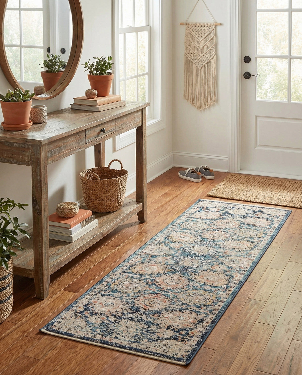 Seville Stripes Collection Area Rug -  Cordoba (Blue) Runner Blue  lifestyle 59