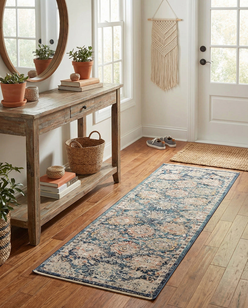 Seville Stripes Collection Area Rug -  Cordoba (Blue) Runner Blue  lifestyle 59