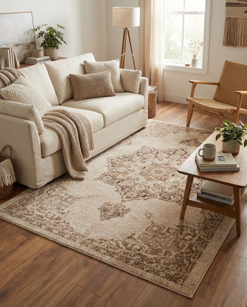 Eden Oasis Collection Area Rug -  Tranquility (Beige) Rectangle Beige  lifestyle 9