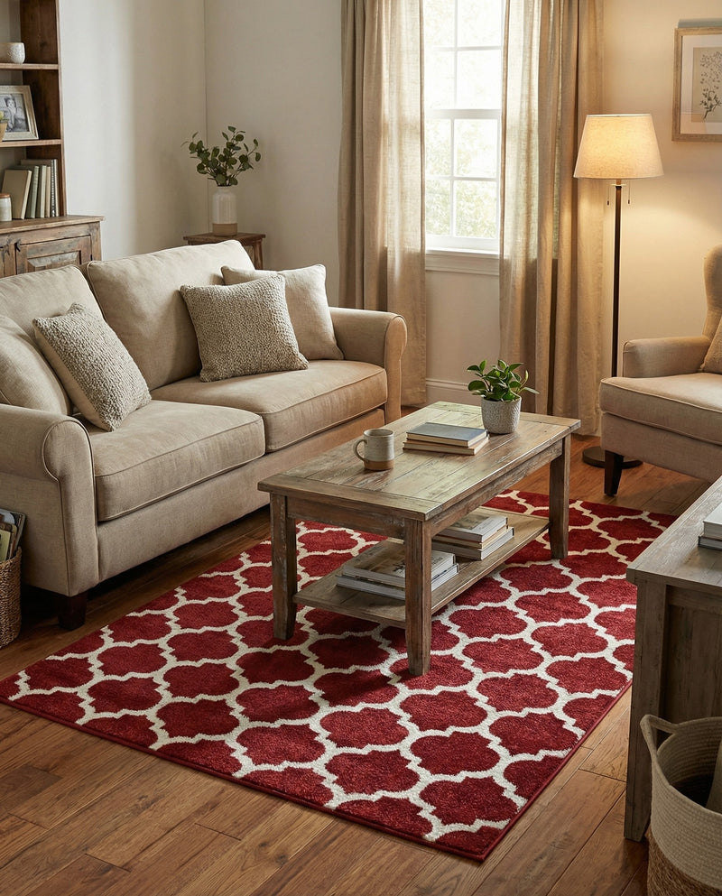 Lattice Gardens Collection Area Rug -  Bloomfield (Dark Terracotta) Rectangle Dark Terracotta  lifestyle 13