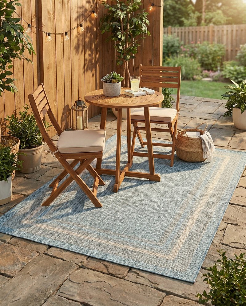 Terrace Fringe Collection Area Rug - Veranda (Aquamarine) Rectangle Aquamarine  lifestyle 6