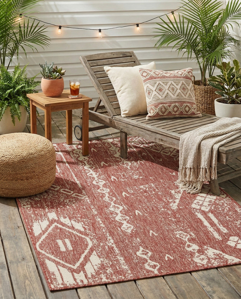 Desert Nomad Terrace Collection Area Rug - Sahara (Rust Red) Rectangle Rust Red  lifestyle 21