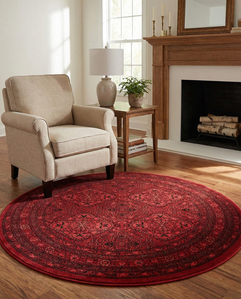 Samarkand Elegance Collection Area Rug -  Samanid Round Red  lifestyle 55