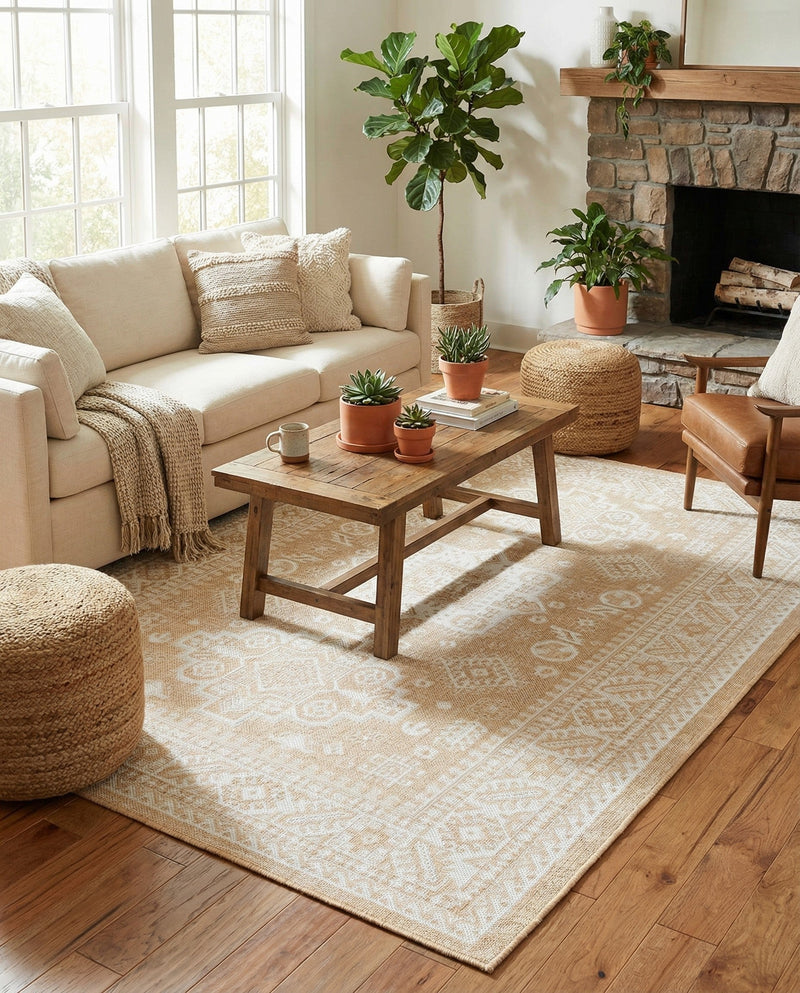 Tribal Terrace Treasures Collection Area Rug -  Incan Isle (Natural) Rectangle Natural  lifestyle 10