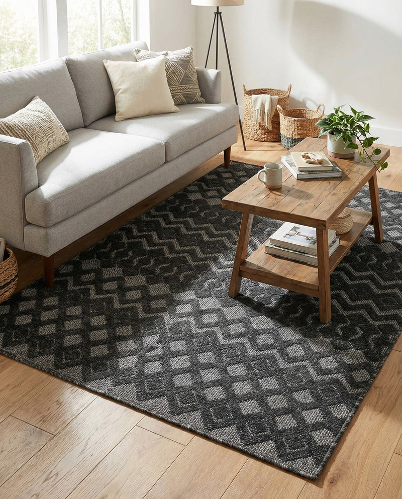 Garden Lattice Charm Collection Area Rug -  Pergola (Charcoal) Rectangle Charcoal  lifestyle 9