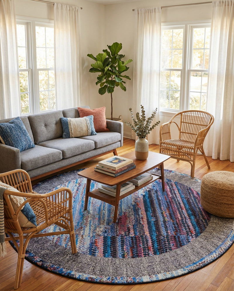 Urban Terrace Collection Area Rug -  Oasis Round Multi  lifestyle 64