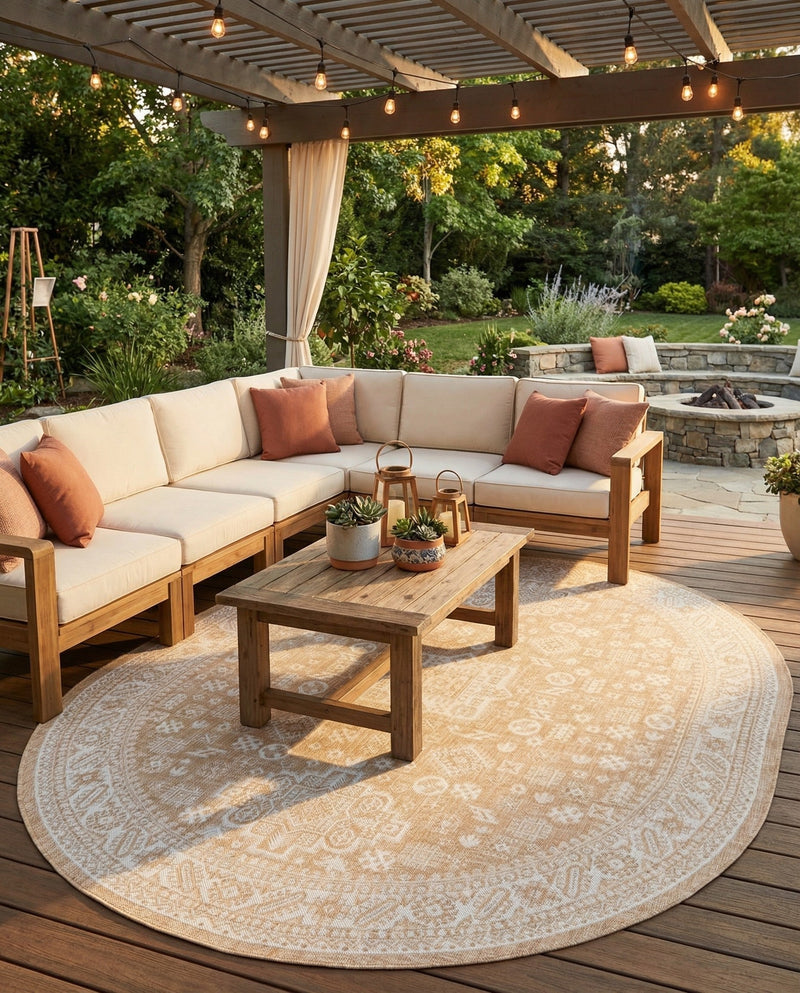 Tribal Terrace Treasures Collection Area Rug -  Incan Isle (Natural) Oval Natural  lifestyle 78