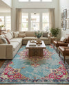 Chateau Elegance Collection Area Rug -  Riviera Rectangle Light Blue  lifestyle 20
