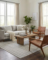 Seaside Stripes Collection Area Rug -  Boardwalk (Beige) Rectangle Beige  lifestyle 3