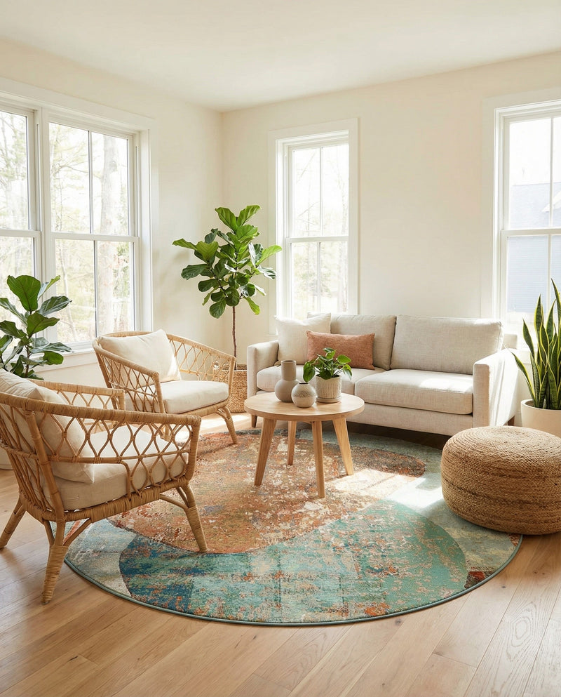 Urban Terrace Collection Area Rug -  Portico Round Multi  lifestyle 77