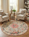 Patio Heritage Collection Area Rug -  Meadow Round Multi  lifestyle 63