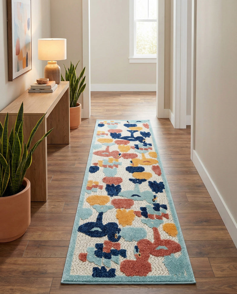 Caribbean Terrace Collection Area Rug -  StLucia Runner White  lifestyle 35
