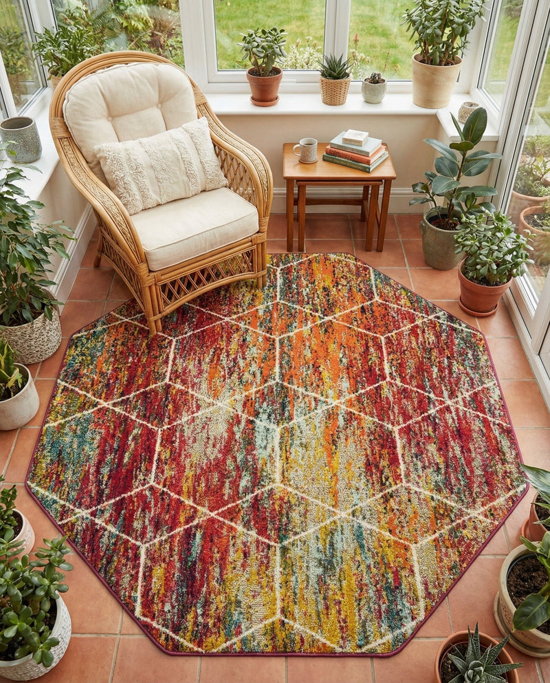Trellis Mosaic Collection Area Rug - Arborville (Multi) Octagon Multi  lifestyle 40