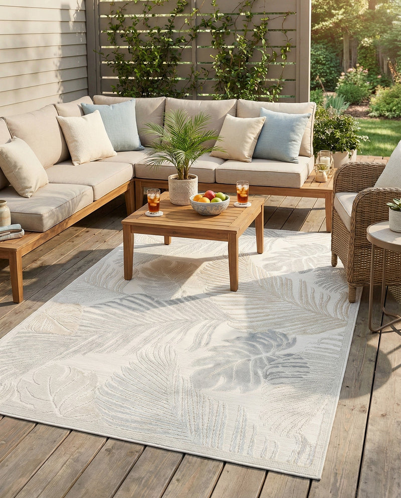 Seaside Blooms Collection Area Rug -  Tranquil Rectangle Gray  lifestyle 9