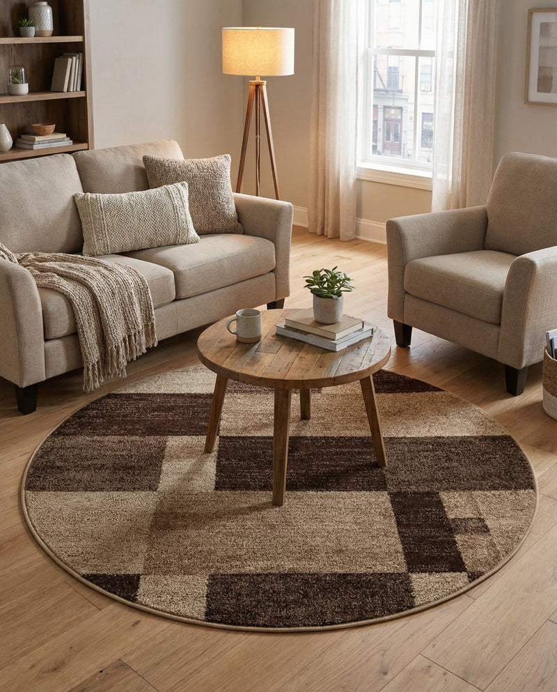 Autumn Meadow Collection Area Rug -  Sycamoreside (Light Brown) Round Light Brown  lifestyle 54