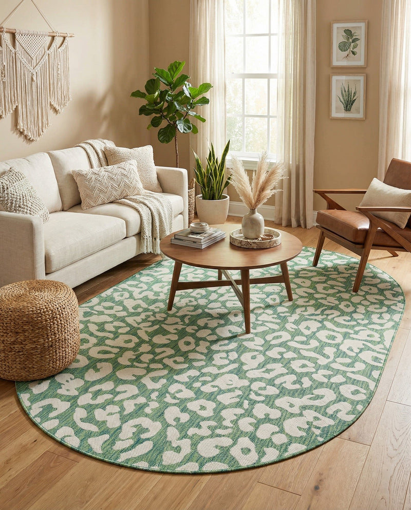 Savannah Escape Collection Area Rug -  Amazon (Green Blue) Oval Green Blue  lifestyle 70