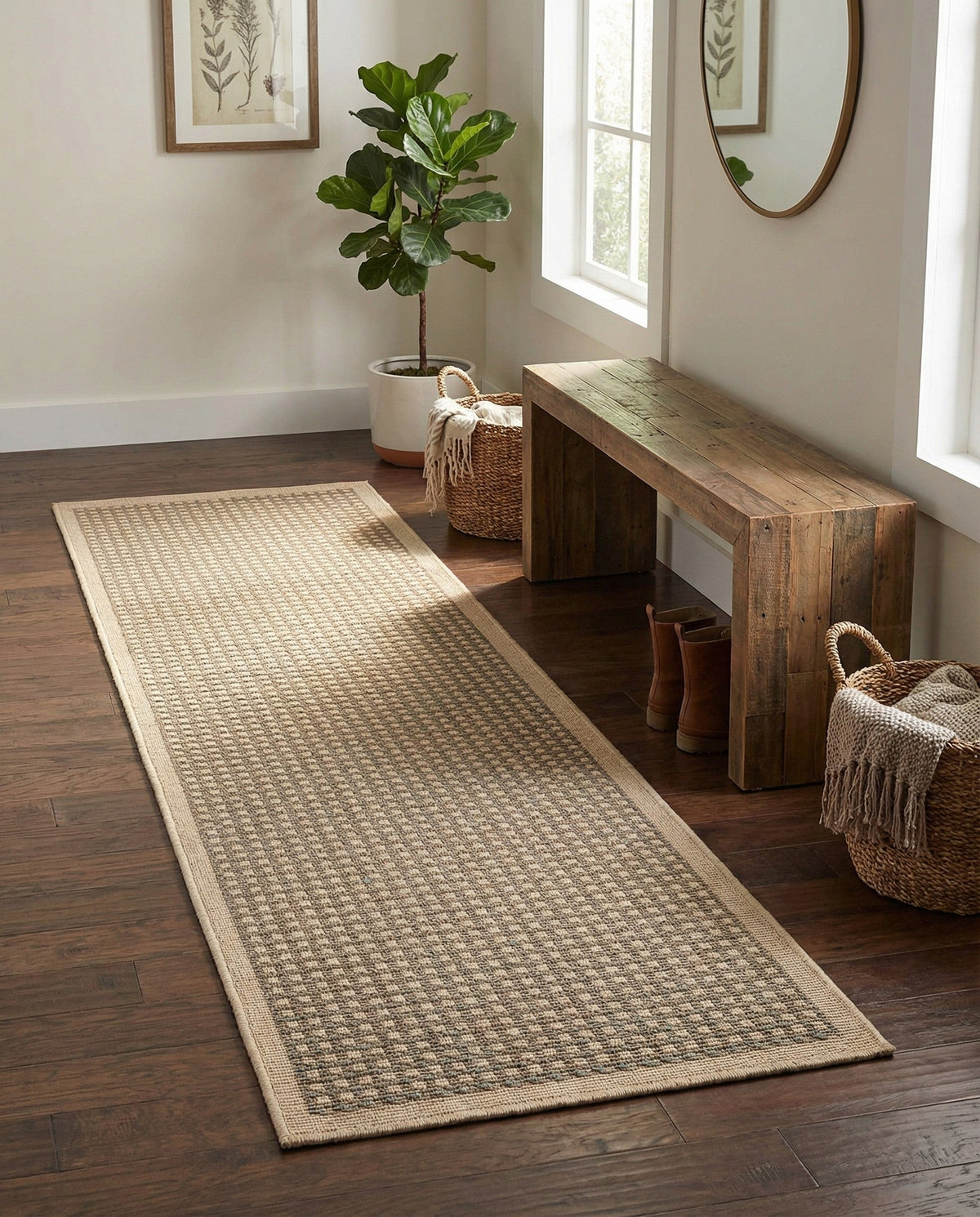 Terrace Fringe Collection Area Rug - Patio Runner Brown  lifestyle 82
