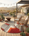 Urban Terrace Collection Area Rug -  Porch Round Red and Black  lifestyle 37