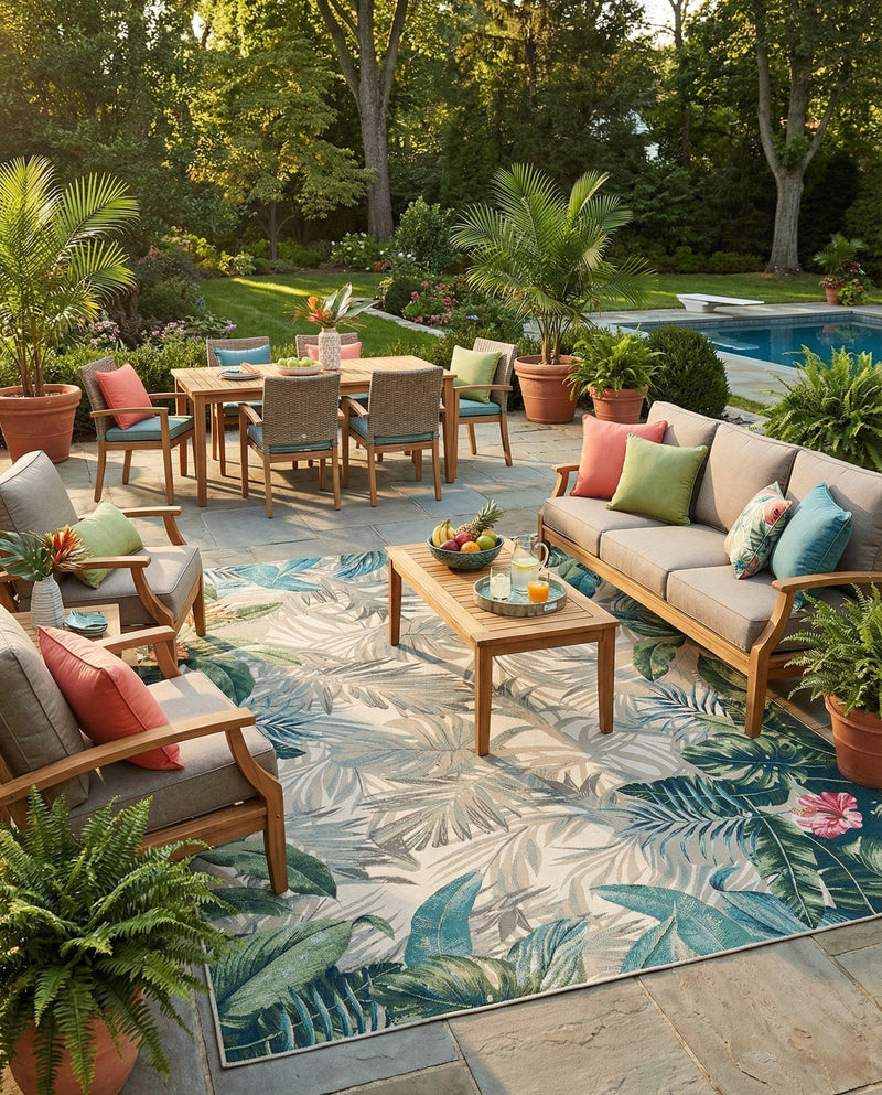 Seaside Blooms Collection Area Rug -  Paradise Rectangle Multi  lifestyle 56