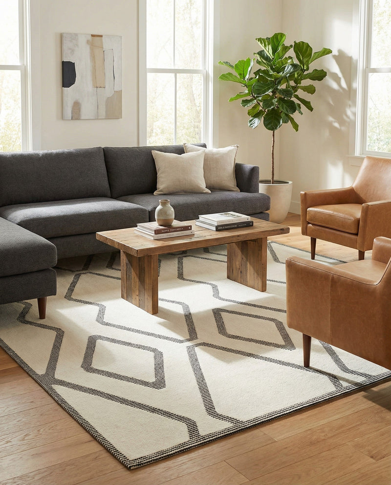 Monochrome Collection Area Rug -  Glacier Rectangle Ivory White  lifestyle 13