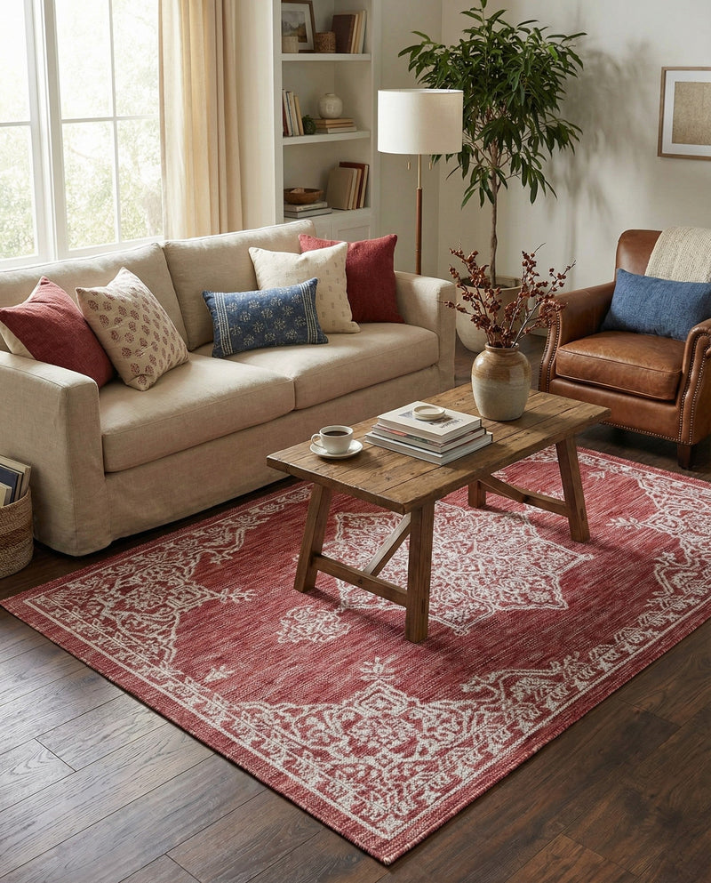 Patio Heritage Collection Area Rug -  Charleston (Rust Red) Rectangle Rust Red  lifestyle 14