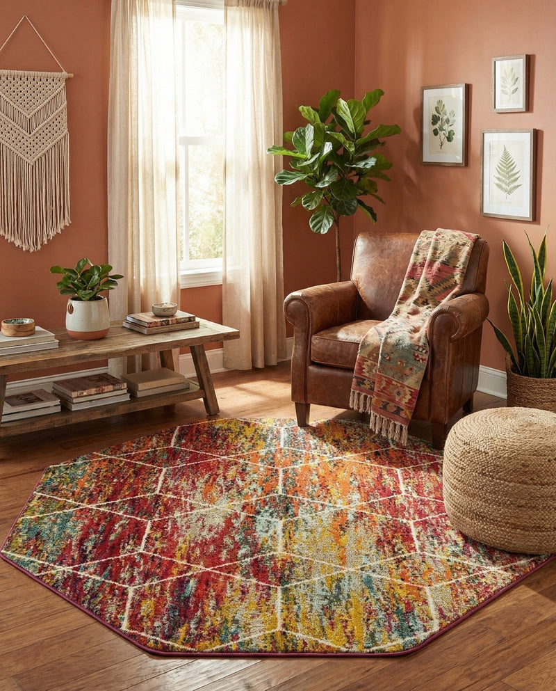 Trellis Mosaic Collection Area Rug - Arborville (Multi) Octagon Multi  lifestyle 41