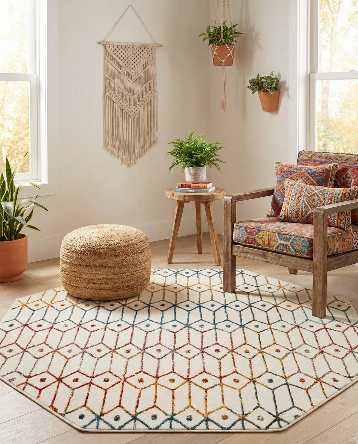 Garden Maze Retreat Collection Area Rug -  Mazeview Octagon Multi  lifestyle 83