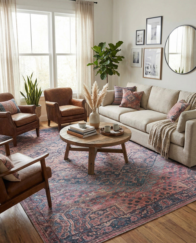 Zahara Oasis Collection Area Rug -  Agadir Square Antique Rust Red  lifestyle 48