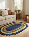 Woven Seaside Jute Collection Area Rug - Coastalhaven (Navy Blue Yellow Green) Oval Navy Blue Yellow Green  lifestyle 23