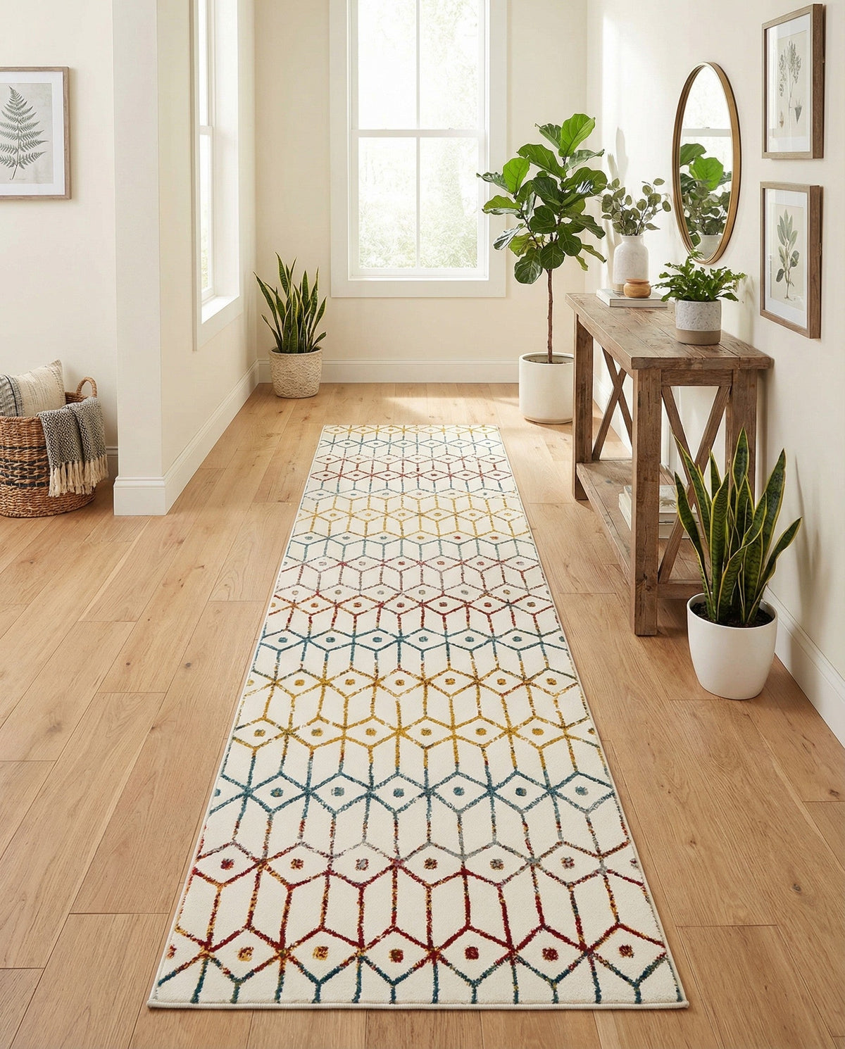 Garden Maze Retreat Collection Area Rug -  Mazeview Runner Multi  lifestyle 85