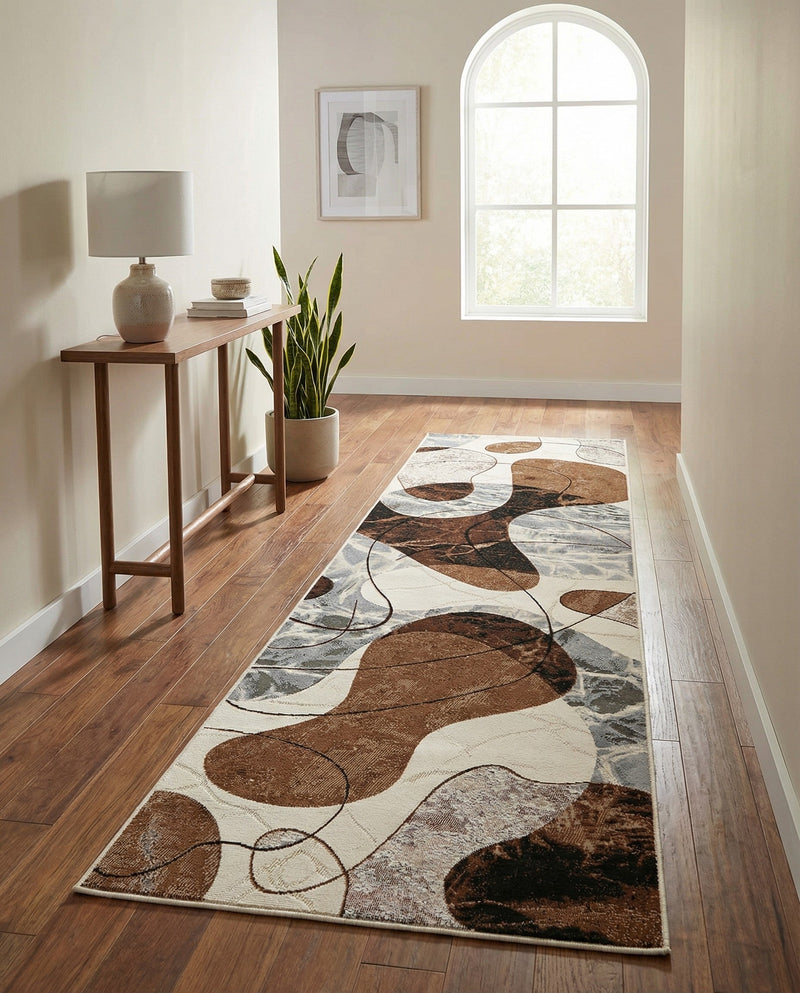 Urban Terrace Collection Area Rug -  Garden Runner Brown and White  lifestyle 42