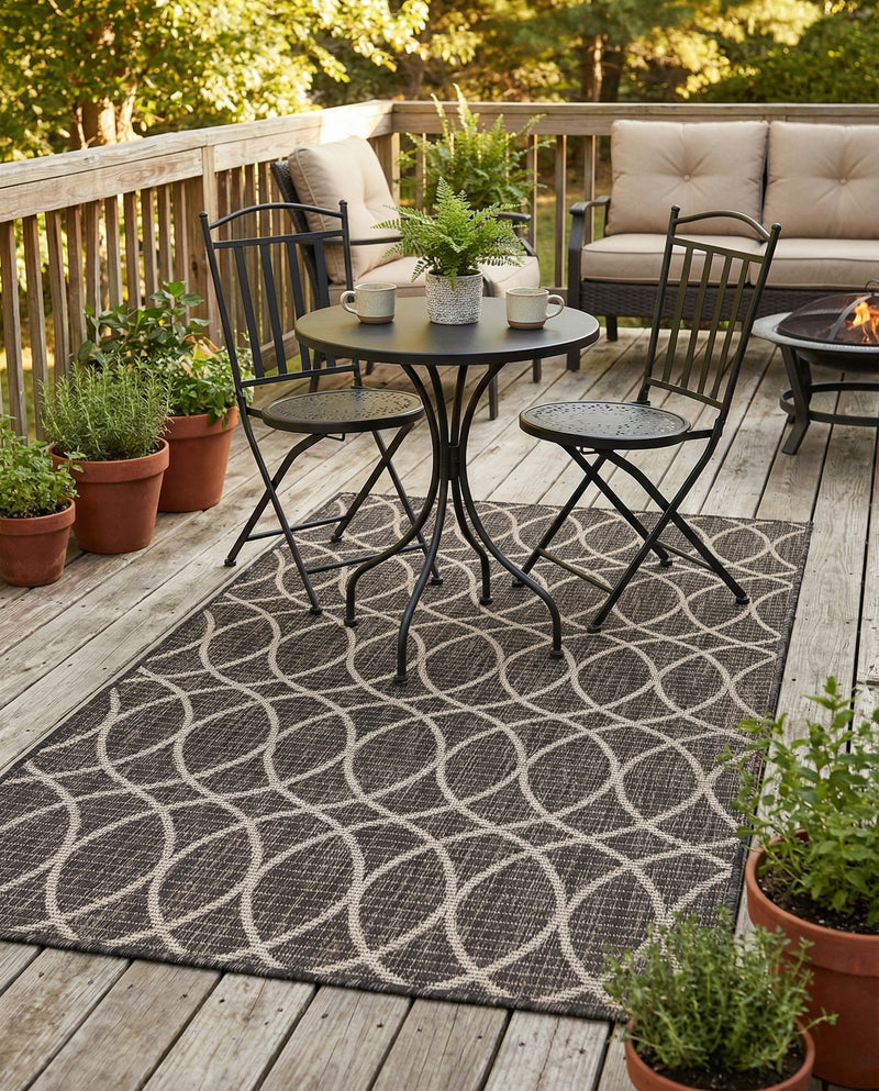 Savannah Pergola Collection Area Rug -  Pavilion (Charcoal) Rectangle Charcoal  lifestyle 8