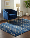 Hollywood Luxe Collection Area Rug - Sunset (Navy Blue Gold) Rectangle Navy Blue Gold  lifestyle 8